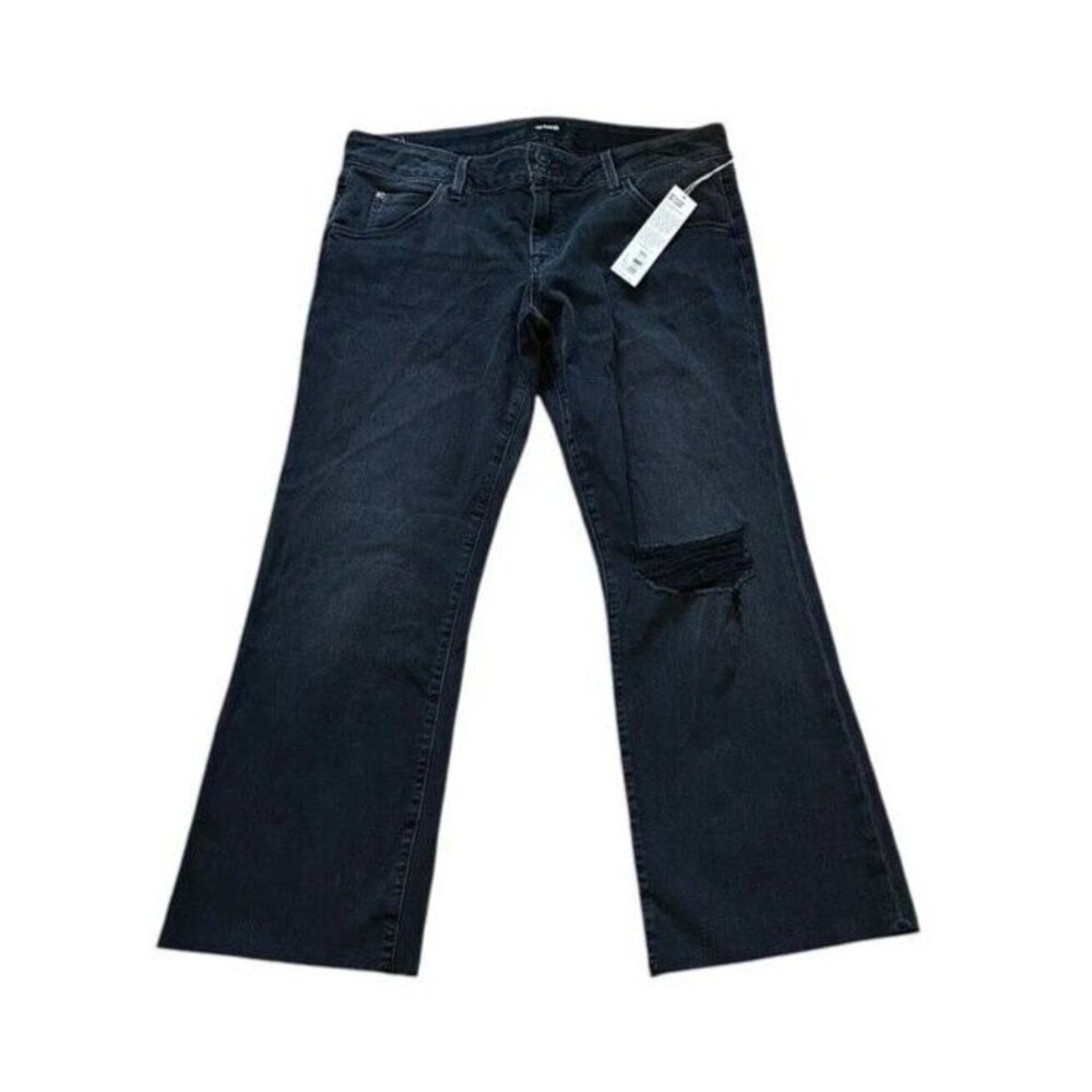 Hudson Jeans Women's 32 Gray Collin Flap Pockets Double Button 27" Inseam Crop